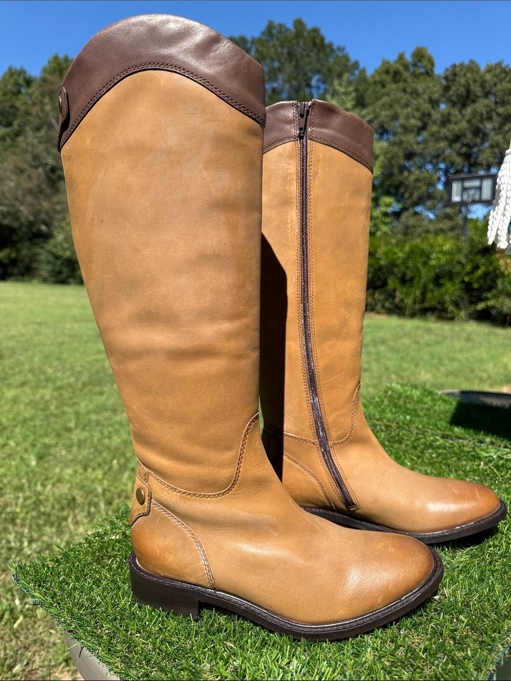 Johnston & Murphy Women's Riding Boots in Tan and Brown